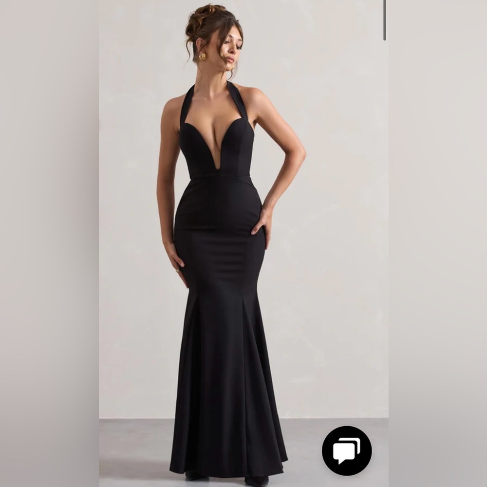 Club L London Plunge Black Maxi Dress